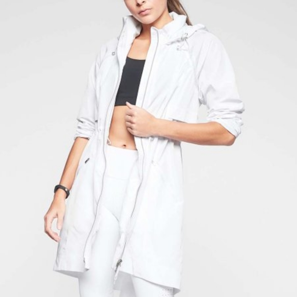 Athleta Rain Drop white trench coat
